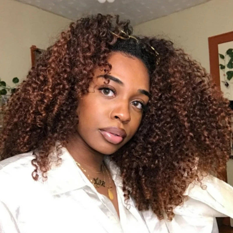 MYA 7x5/13×6 HD Glueless Lace 300% Density Deep Curly Wig | Ombre Brown & Dark Reddish Brown3