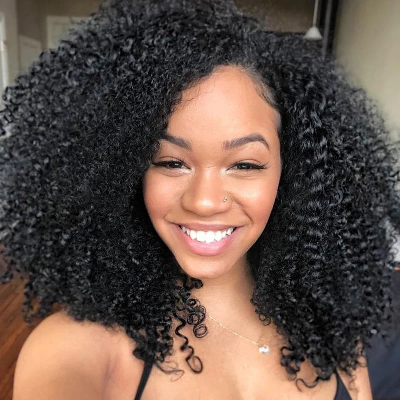 MYA Glueless Thick Fluffy Afro Curly Human Hair Bob Wigs 7x5 / 13x4 Invisiable Lace Wig Flash Sale4