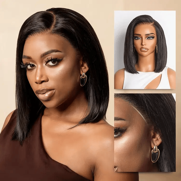 MYA NatureMAX™ Silky Blunt Cut Bob Glueless Ear-to-ear 13x4 HD Lace Front Wig Pre-Cut Lace Flexi-Fit Drawstring Cap6