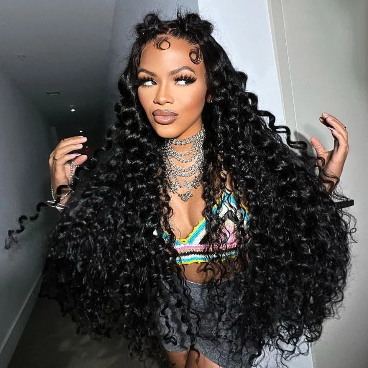 MYA 300% Density Glueless Deep Wave 7x5 / 13x4 Transparent HD Lace Front Wig Pre Plucked Hairline Virgin Human Hair5