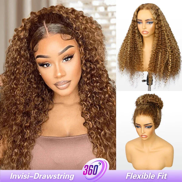 MYA Water Wave Highlight Ombre 4/27 Wear Go Glueless Wig Pre-cut 360 Lace Frontal Wig4