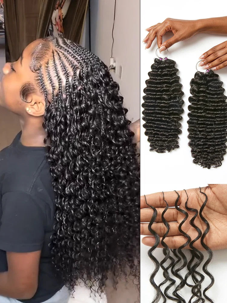 MYA Readitress™ Pre-Separated Feather Crochet Human Hair for Miracle Knots Boho Braids | Deep Wave, Burmese Curly Protective Style (Free Gifts Included) 3