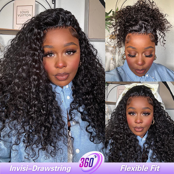 MYA Water Wave Invisi-Drawstring Flexible Fit 360 Lace Frontal Glueless Wig With Bleached Knots5