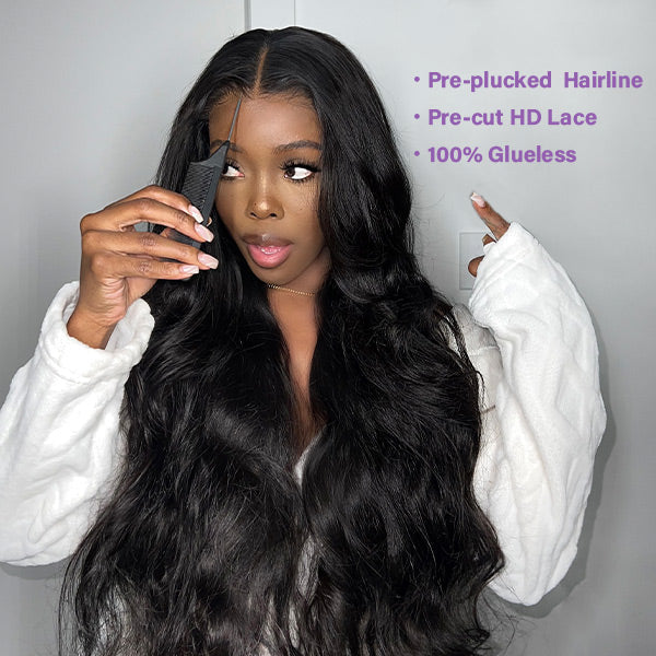 MYA 100% Glueless Wear Go Wig Pre-cut Lace Undetectable 7x5 HD Lace Wigs Preplucked with Natural Hairline Bleached Knots Human Hair Wigs6