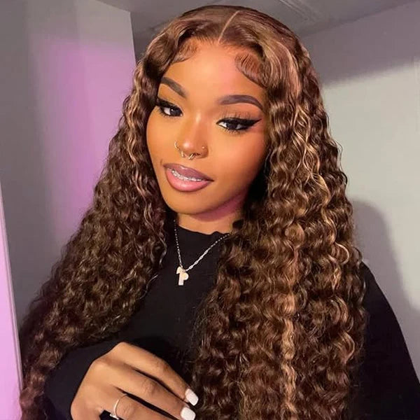 MYA Water Wave Highlight Ombre 4/27 Wear Go Glueless Wig Pre-cut 360 Lace Frontal Wig4