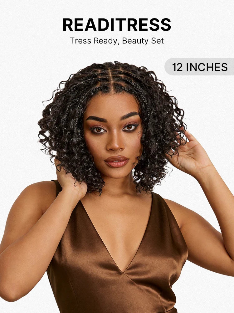 MYA Readitress™ Boho Braids Deep Curly Glueless 5x5 Closure Lace with Braided Top Human Hair Wig Pre-Cut Lace1