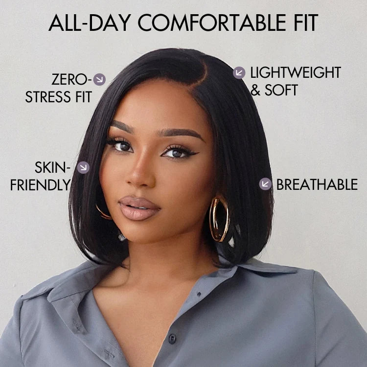 MYA AiryFit™ Scalp Care Wigs | Silky Blunt Cut Bob Snugfit Glueless Minimalist HD Lace Short Wig Pre-Cut Lace3