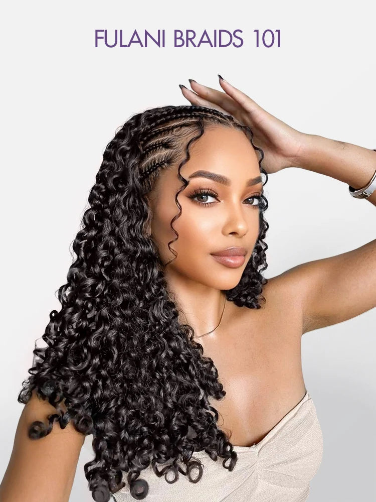 MYA Readitress™ Knotless Fulani Braids Deep Wave Glueless Ear-to-ear 13x4 Frontal HD Lace Wig Human Hair4