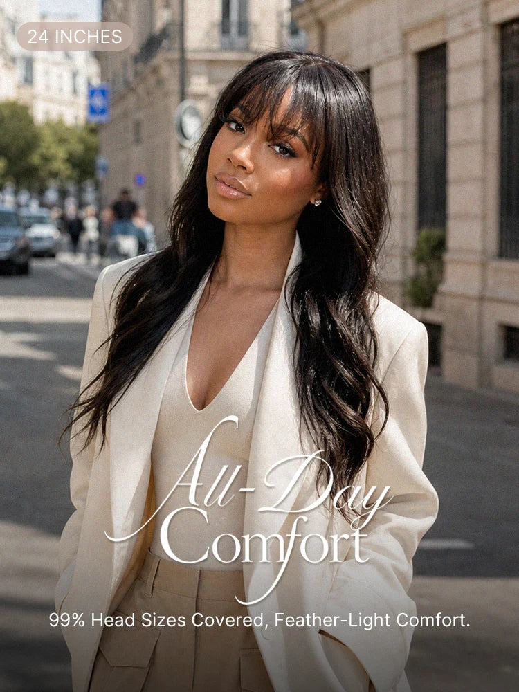 MYA All-Day Comfort™ Wig 180% Density Loose Body Wave Glueless 7x6 Closure HD Lace Human Hair Wig with Bangs Pre-Cut Lace5