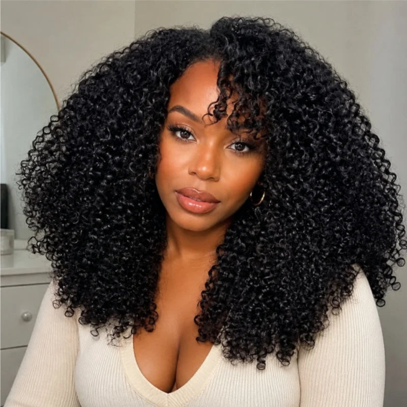 MYA Glueless Thick Fluffy Afro Curly Human Hair Bob Wigs 7x5 / 13x4 Invisiable Lace Wig Flash Sale4
