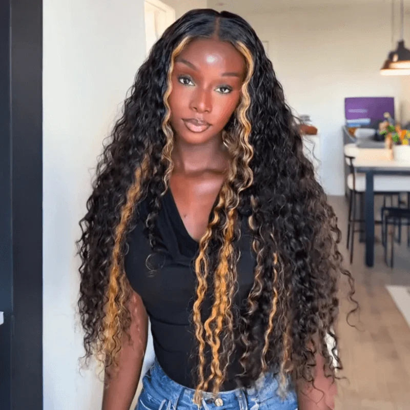 MYA Pre Everything Blonde Highlights 13x4 Full Lace Frontal Deep Curly Wave Glueless Put On And Go Wig Flash Sale2