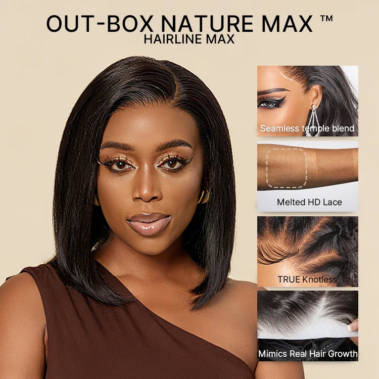 MYA NatureMAX™ Silky Blunt Cut Bob Glueless Ear-to-ear 13x4 HD Lace Front Wig Pre-Cut Lace Flexi-Fit Drawstring Cap6