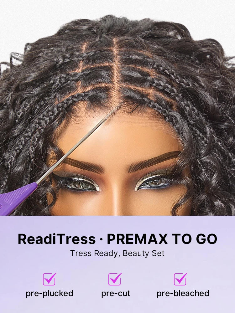 MYA Readitress™ Boho Braids Deep Curly Glueless 5x5 Closure Lace with Braided Top Human Hair Wig Pre-Cut Lace1